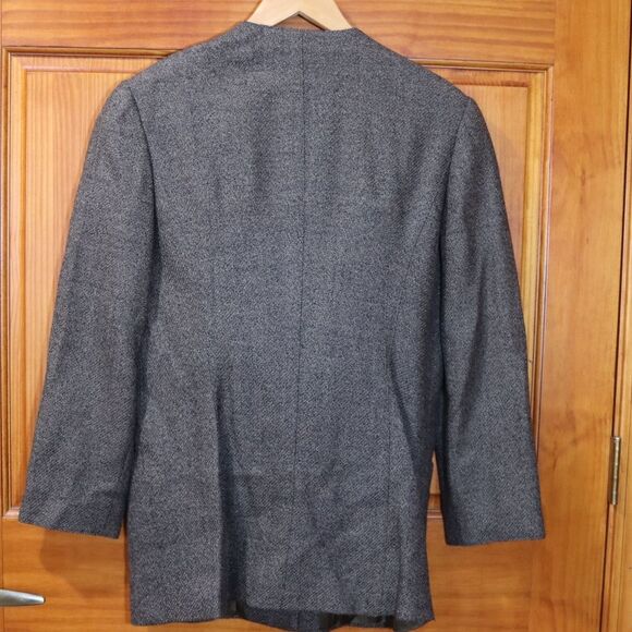 Louis Féraud Vintage Brown Green Plaid Skirt Suit West Germany Size 8 - Picture 8 of 13